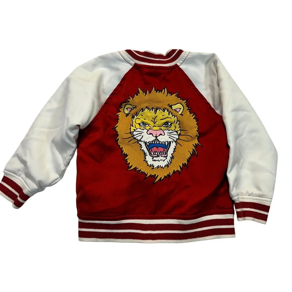 Genuine‎ Kids OshKosh Red White Varsity Lion Bomber Jacket 18M Circus Print